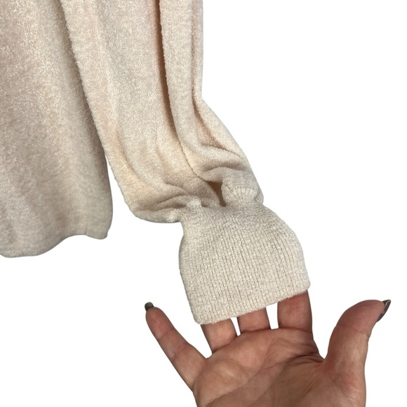 MODA INTL Y2K Babydoll Soft Chenille Scoop Neck Sweater Top Cream M Coquette - Picture 5 of 9